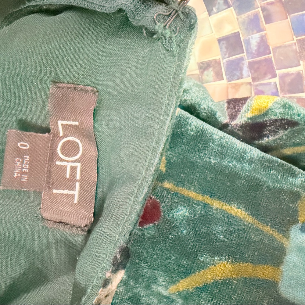 Loft green velvet sleeveless jumpsuit - Picture 7 of 8
